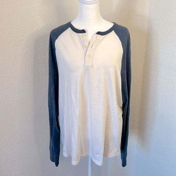 urban pipeline Tops - Urban Pipeline Ladies Jersey Style Long Sleeve Cream & Blue Top ~ Size Large